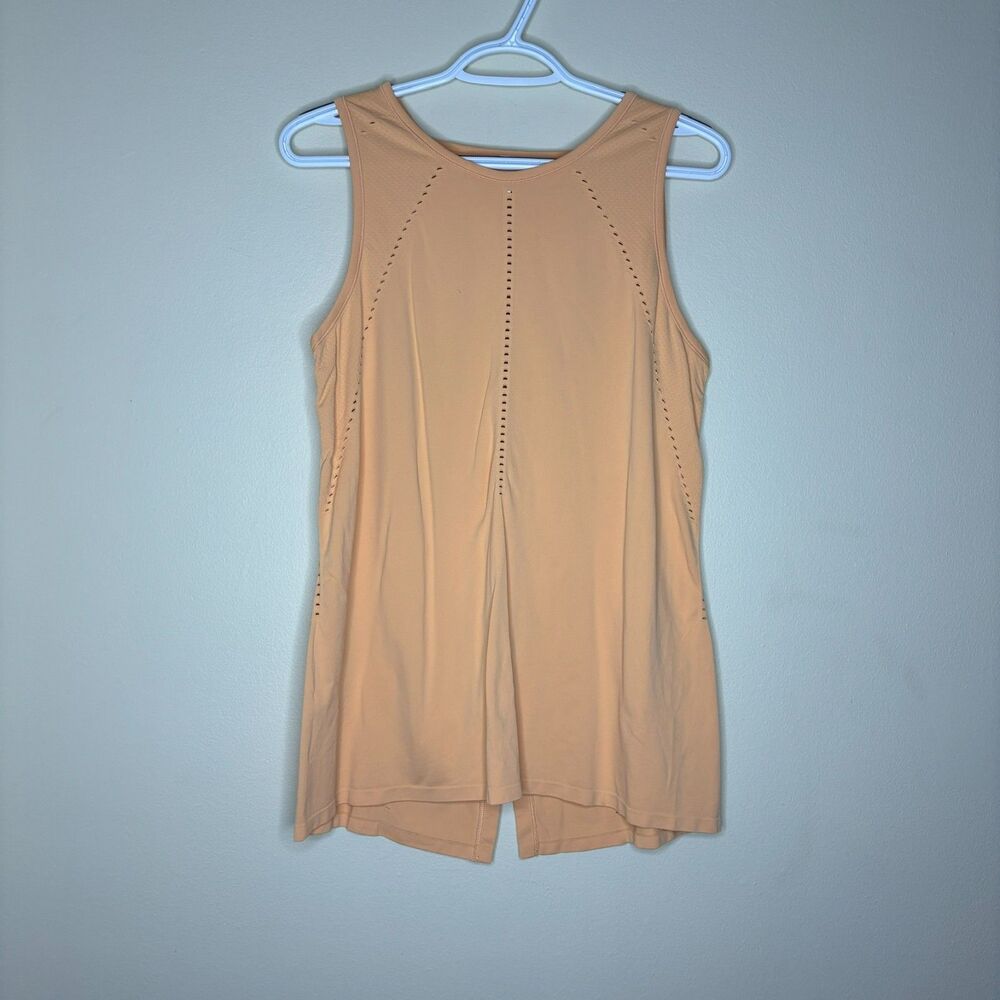 Athleta size M foothill seamless tank top energetic peach back slits oversized